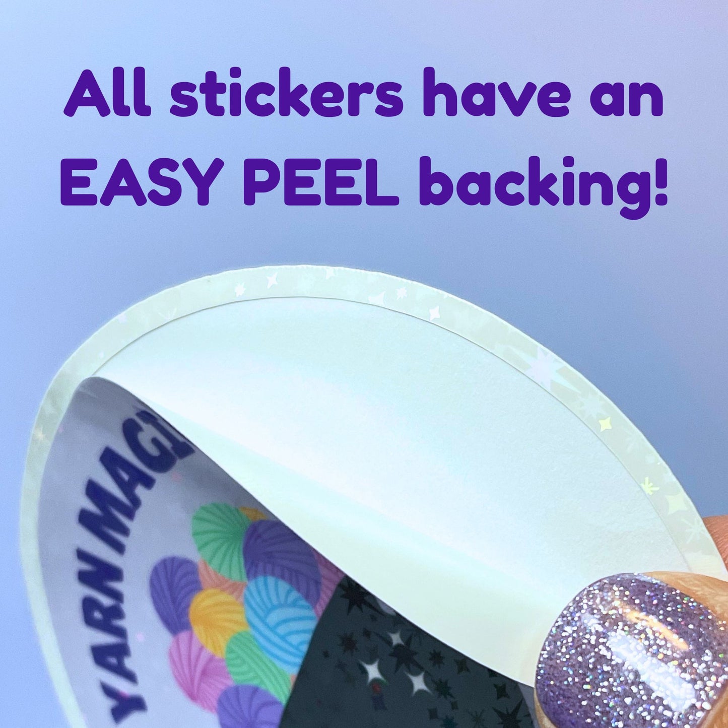 Sticker showing Easy Peel Backing